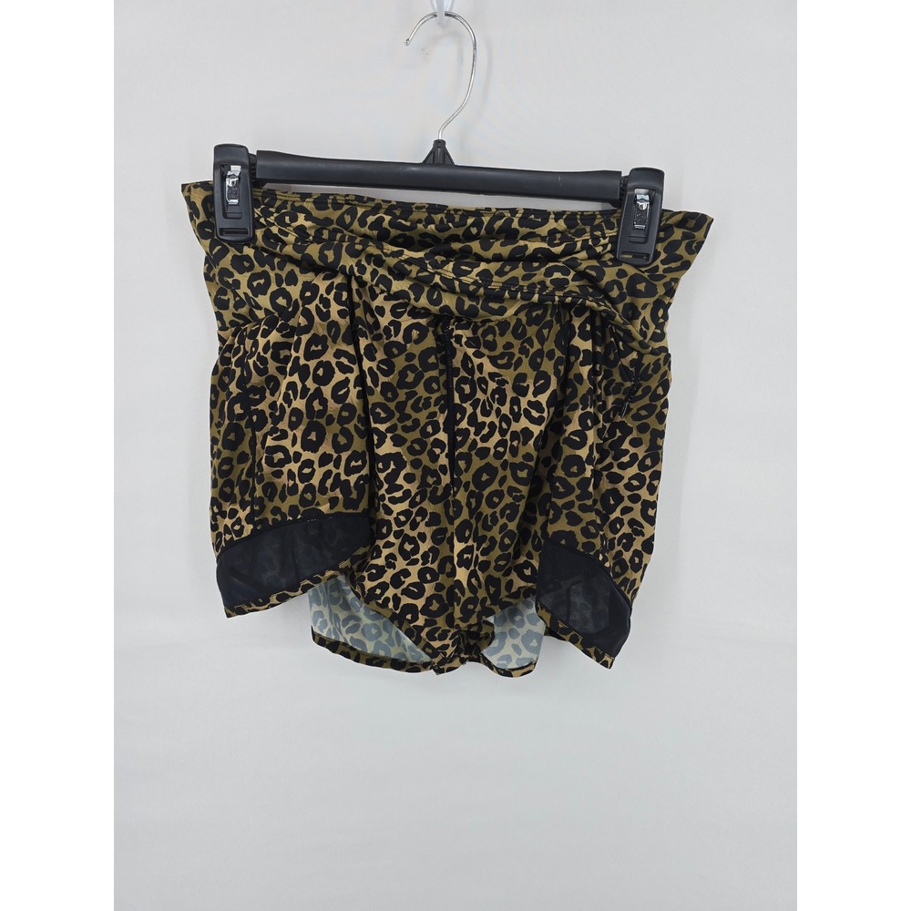 LINC Live‎ Move Explore Leopard Print High Waist Athletic Shorts Brown Black M